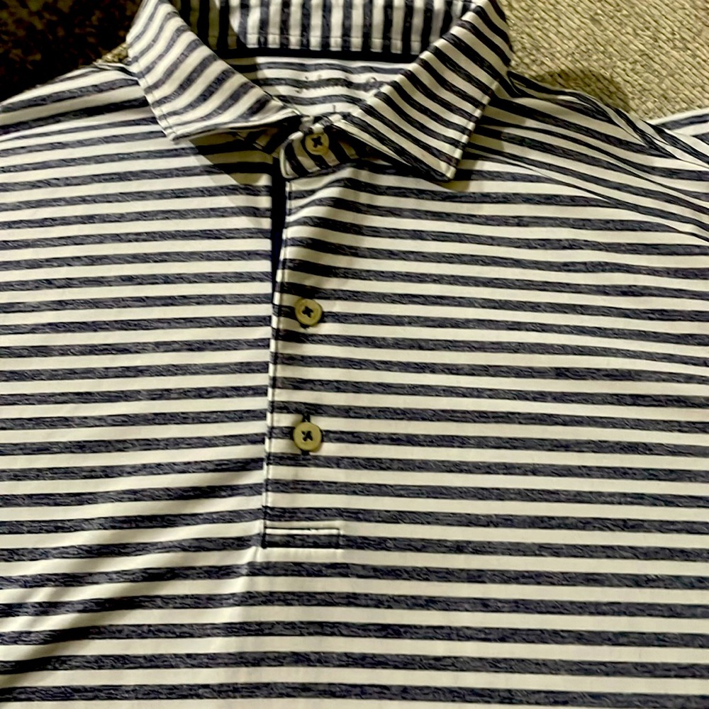 Men’s Jonnie-O Golf Polo, Size L, grey and white stripe
